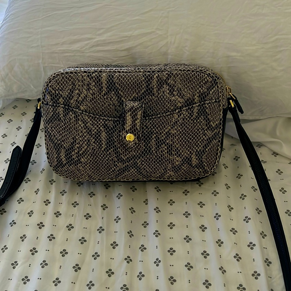 Leather Snakeskin Print Crossbody
